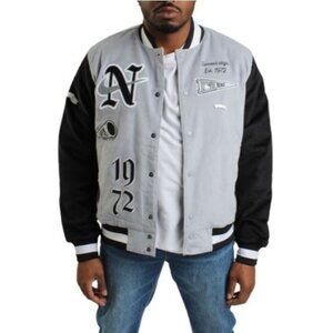 NEW! Nike Men's Swoosh High Corduroy Bomber Jacket Wolf Grey Black Size Large